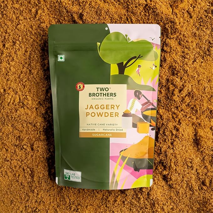 Jaggery Powder with No Sulphur, No Chemicals | Best Alternative of Sugar | Natural Sweetener | For Tea,Coffee 17.6 Oz from Two Brothers Organic Farms