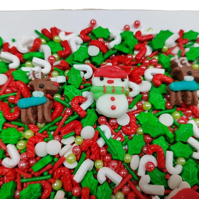 Christmas Sprinkles for Cake Decorating Edible Christmas Snowman Reindeer Icing Decoration for Xmas Party Cake Cupcake Toppers Dessert Cookie Decorations