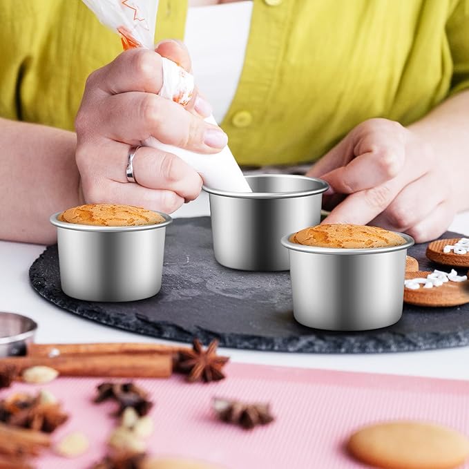 Zerodeko 4 Pcs Round Cake Pans with Removable Bottom, 2 Inch Aluminum Alloy Baking Molds, Nonstick Small Cake Tins for Cheesecake, Mousse, Chiffon, And Ice Cream