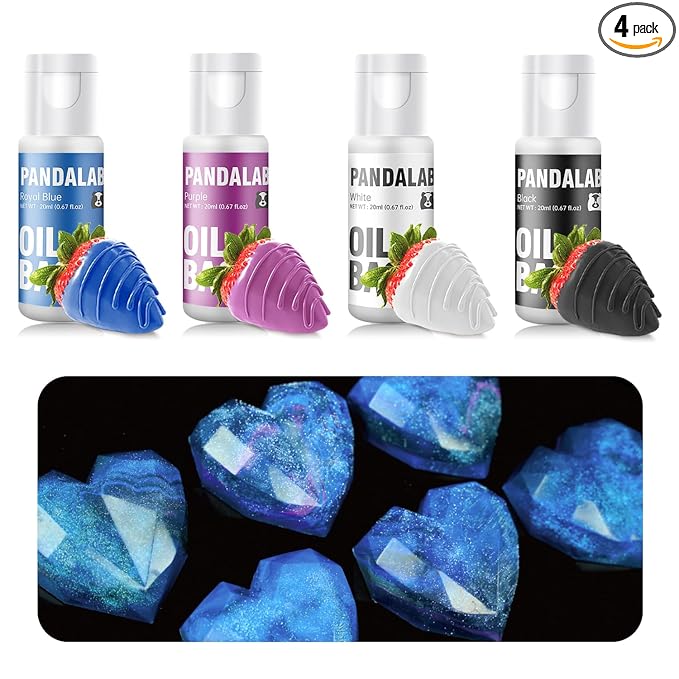 Oil Based Food Coloring for Chocolate - Black Blue Purple White Edible Baking Food Dye for Dark Chocolate, Candy Melts, Cakepops, Cakesicles, Donuts - 0.67 Fl.Oz Bottles