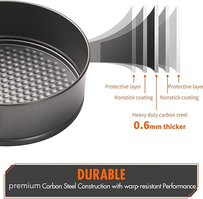 Springform Pan Set, 3PCS Cake Pans Baking Pans Set Carbon Steel Round Heart Square Shape Non Stick Cheesecake Pan for Kitchen (18/20/22)