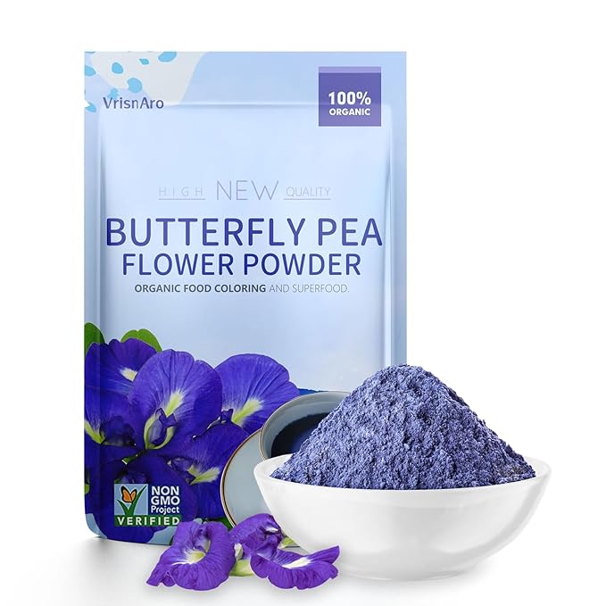 Organic Butterfly Pea Flower Powder - 3.35oz | Natural Blue & Purple Food Coloring | Great for Drinks, Baking & Smoothies | Rich in Antioxidants | Caffeine-Free | Vegan & Gluten-Free