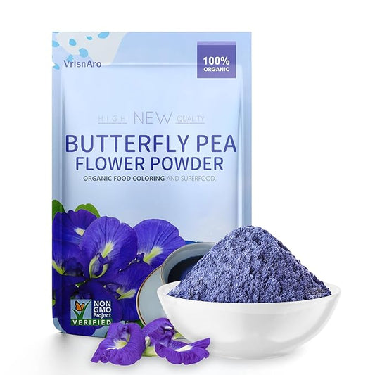 Organic Butterfly Pea Flower Powder - 3.35oz | Natural Blue & Purple Food Coloring | Great for Drinks, Baking & Smoothies | Rich in Antioxidants | Caffeine-Free | Vegan & Gluten-Free