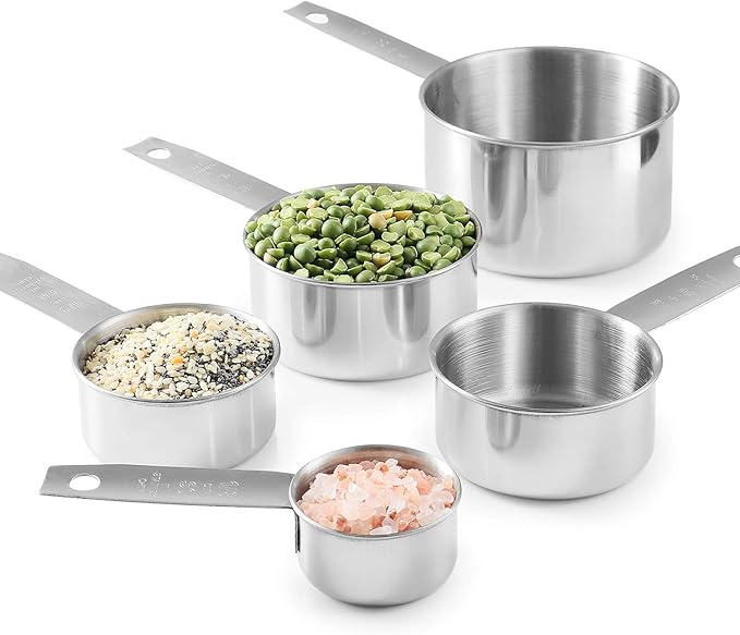 Stainless Steel Measuring Cups, Laxinis world 5 Piece Stackable Measuring Set (1)