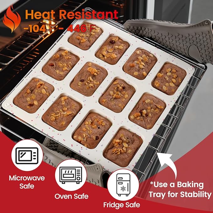 CAKETIME Mini Loaf Pan, Silicone Mini Bread Loaf Pans 12 Cups for Baking Bread, Brownie, Cornbread, Cheesecake, Soap Nonstick 2 Pack Confetti