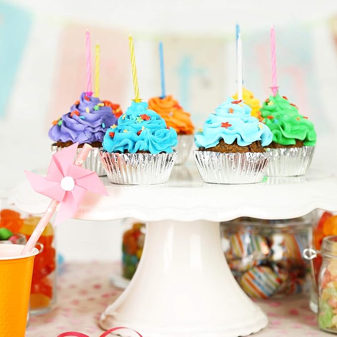 Sumind 400 Pieces Mini Foil Cupcake Liners, Metallic Baking Cups, Disposable, Silver, Various Occasions