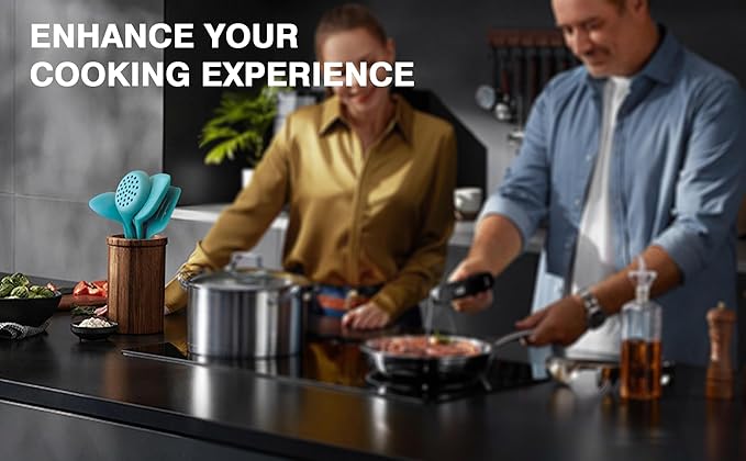 5-Piece Silicone Kitchen Utensil Set.Non-Stick & Heat Resistant Cooking Spatulas.Spoons & Turner-BPA Free.Dishwasher Safe for Baking and Frying