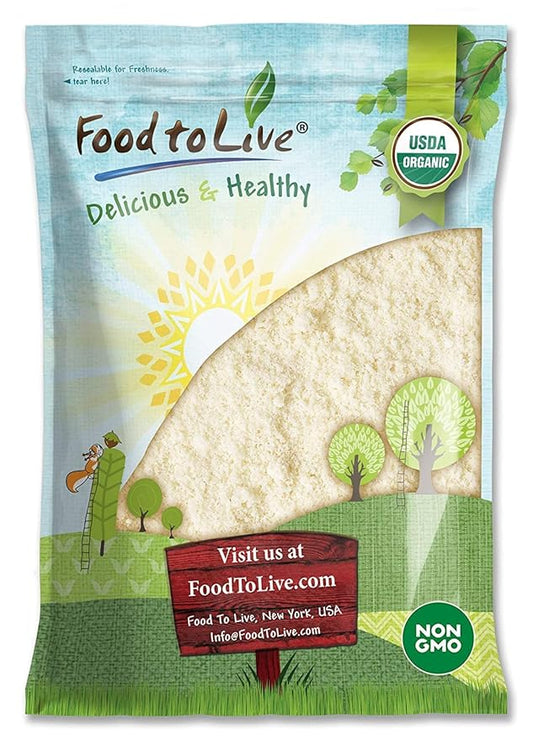 Food to Live Organic Almond Flour, 8 Pounds — Extra Fine Blanched Prime Meal, Non-GMO, Low Carb, Culinary Grade, Kosher, Keto, Paleo and Vegan Super Powder, Bulk