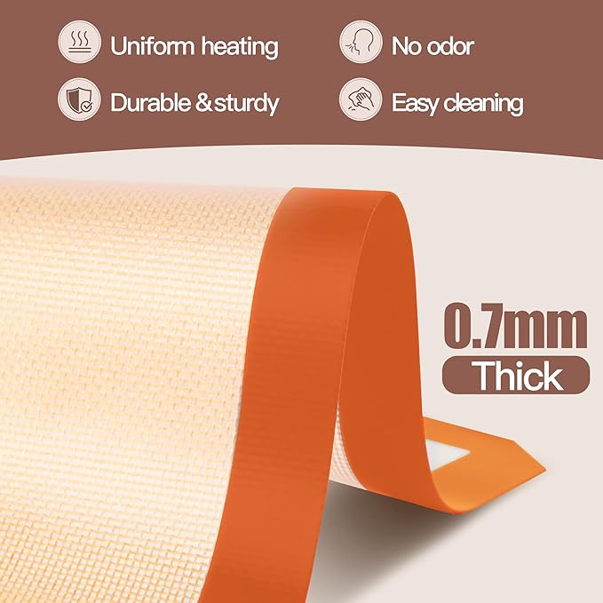 3-Pack Non-Stick Silicone Baking Mat, Food Safe Silicone Mats for Baking Cookies and Macarons - Silicone Baking Sheet(Orange)