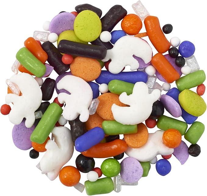 DecoPac Halloween Fusion Mix Sprinkles, 26oz, Shaped Candy Sprinkles in Handheld Container, Edible Decorations For Celebration Cakes, Cupcakes, Cookies and Donuts