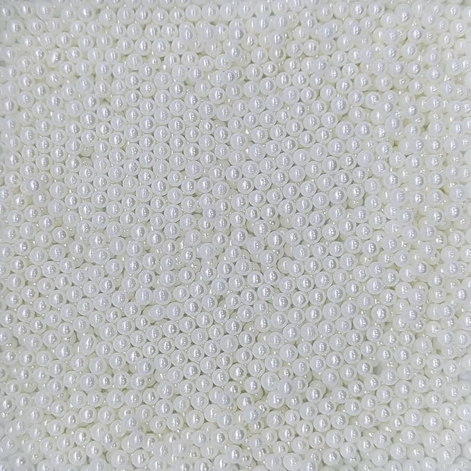 Edible White Pearl Sugar Sprinkles Candy 4mm Mini Pearls Cake Decorations Cupcake Toppers Cookie Decorating Perfect for Wedding Party Valentine Halloween Christmas Supplies 3OZ