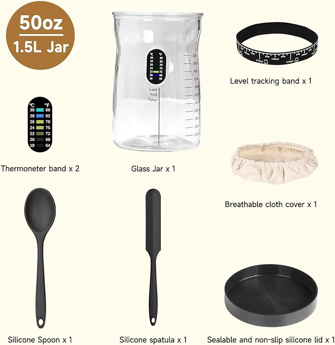 Sourdough Starter Kit -50 Oz Wide Bore and Large Capacity Sourdough Starter Jar- Perfect Sourdough Bread Baking Supplies, Baking Gifts(1 Jar)