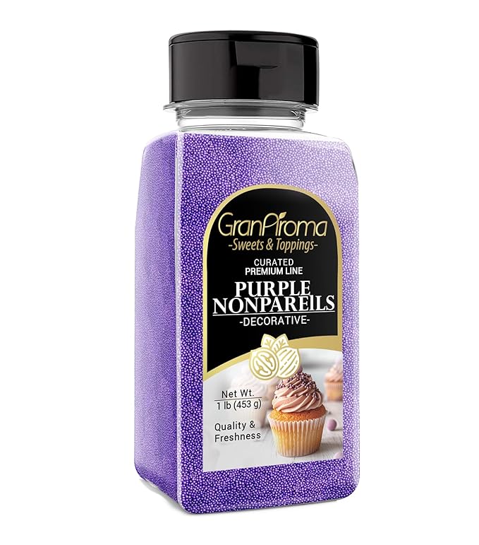 GranAroma Purple Nonpareils, 1 lb, Decorative Sprinkles, Cakes & Cookies, Bakery Staple