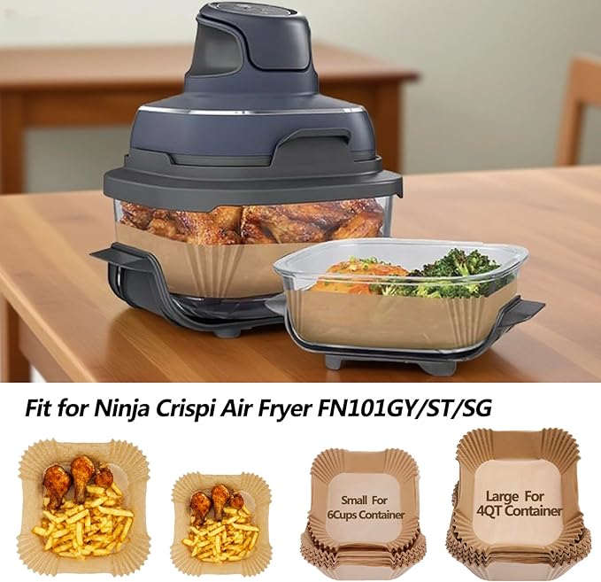 300PCS Air Fryer Liners disposable for Ninja Crispi,Air Fryer Accessories for Ninja Crispi 4-in-1 Portable Glass Cooking System,Ninja Crispi Containers