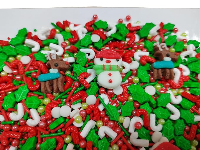 Christmas Sprinkles for Cake Decorating Edible Christmas Snowman Reindeer Icing Decoration for Xmas Party Cake Cupcake Toppers Dessert Cookie Decorations