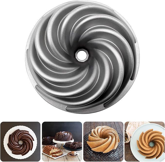 Charlotte Cake Mold, 8 Inch Cake Pan Aluminium Kitchen Accessories Decoration Christmas Wedding Valentine’s 3D Charlotte Cake Pan (Swirl Shape)