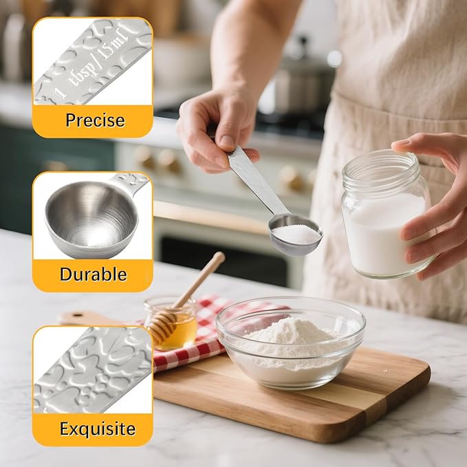 2PCS 1 tbsp(3tsp, 15ml) Single Measuring Spoon, Stainless Steel Embossed Measure Scoop Only, Individual Spoon for Cooking and Baking