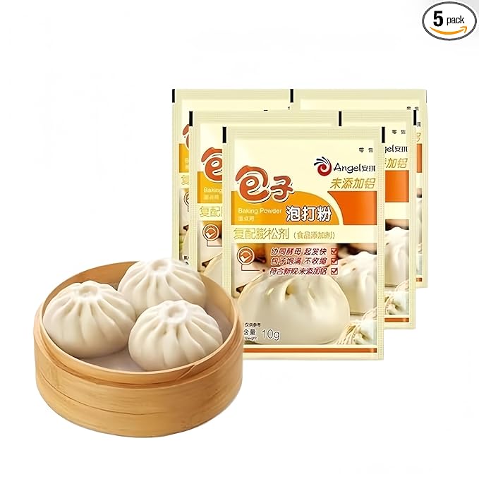 Angel baking powder, lead and aluminum free, baking powder alkaline, for home use to make steamed buns, dumplings and other pasta 50g (10g*5packs) 安琪泡打粉50g(10g*5包)