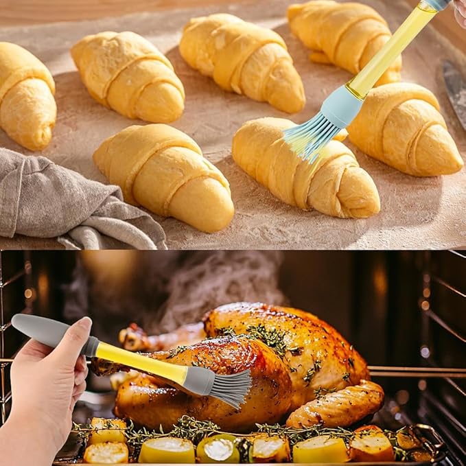 4PCS Silicone Oil Brush Basting Pastry Brushs for Cooking,Heat Resistant-Pastry-Brushes,Baking,Food-Brush Grilling Tool Basting-Brush for Baking Cooking Kitchen Gadget Outdoor Use