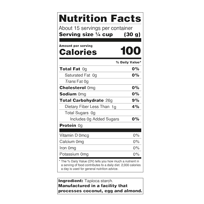 Just About Foods Tapioca Flour, Gluten & Grain Free, No Artificial Flavors, Paleo & Kosher Certified 1 LB