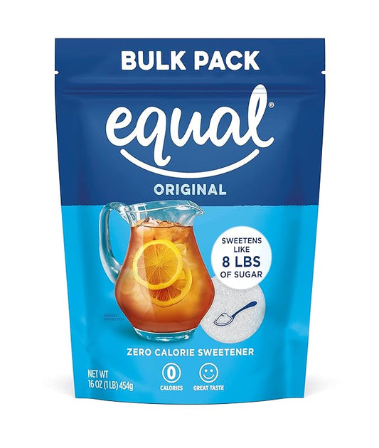 EQUAL 0 Calorie Sweetener, Powdered Aspartame and Acesulfame-K Sweetener, Zero Calorie Sugar Alternative, Erythritol Free, 1 Pound Bulk Bag (Pack of 1)