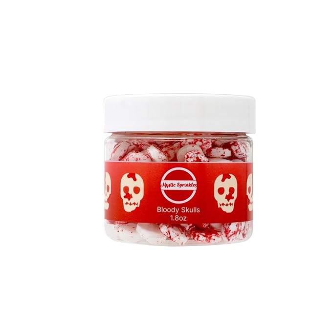 Mystic Sprinkles Halloween Candy Shape Sprinkles (Bloody Skulls, 2oz Jars)