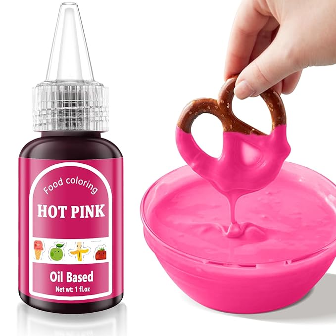 Hot Pink Oil Based Food Coloring for Chocolates Melts - 30ML Tasteless Liquid Edible Oils Food Dye Candy Cookies Decorating,Vivid Oil Food Color Baking Frosting Cake Decorations,Soap,Cosmetics