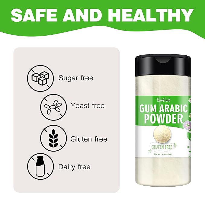 Gum Arabic Powder - 3.5oz Premium Acacia Gum Powder, 100% Pure Food Grade Arabic Gum for Watercolor Paint, Baking, Cosmetics, Gum Arabic Thickener for Ice Cream, Cake, Gum, Yogurt, Sauces, Cocktails