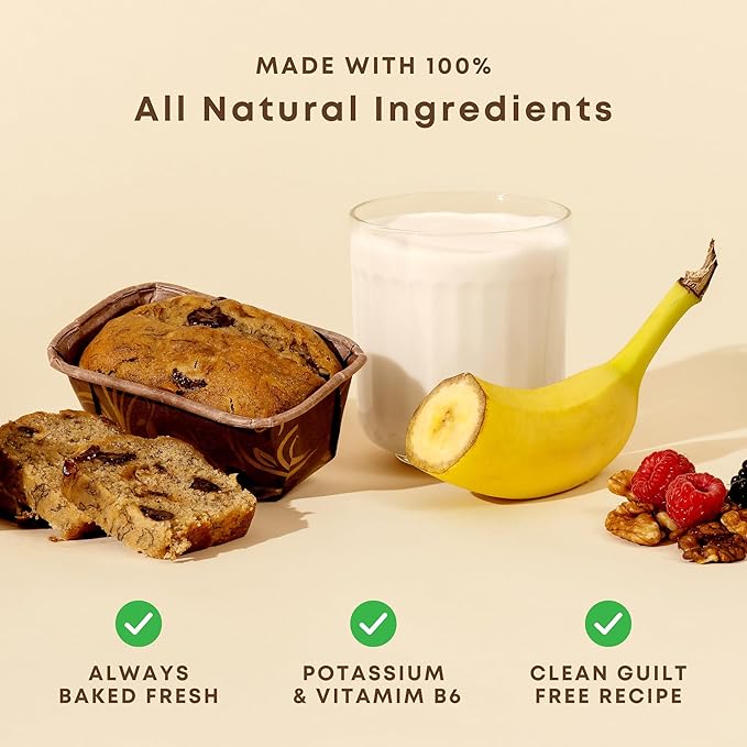 Gourmet Vegan Banana Bread by Sweetness Central, Baked Fresh for Each Order, Made with Belgian Chocolate Chips, The Perfect Dessert, Individually Wrapped to Arrive Soft & Moist, 6 Pack