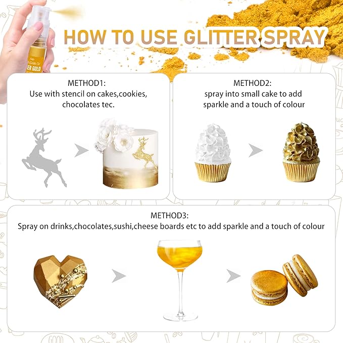 Edible Glitter Spray - 22g Edible Luster Dust Metallic Food Grade Glitter for Drinks, Cake Decorating, Baking - Edible Food Coloring Powder Shimmer Glitter for Cocktail, Icing, Candy (Purple)