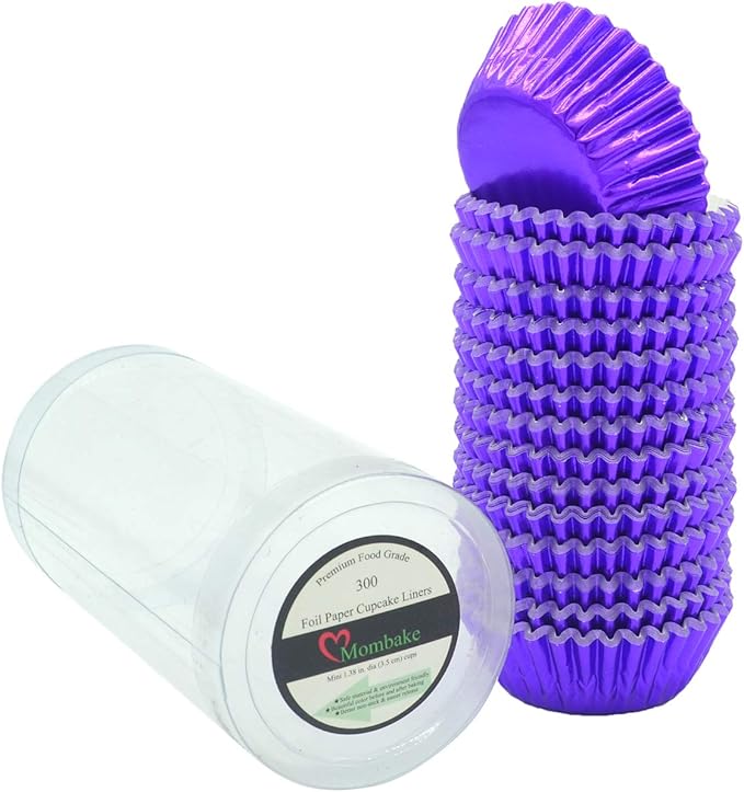 Mini Purple Foil Cupcake Liners Muffin Baking Cups for Party and More, 300-Count