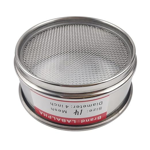 LABALPHA 14 Mesh Lab Sieves, Test Sieve #14 Mesh, 4'' Diameter, 304 Stainless Steel Wire Cloth (1.43mm)