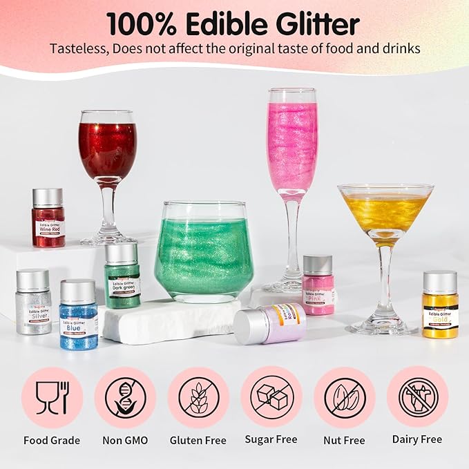 Christmas Edible Purple Glitter for Drinks, Food Grade 10g Purple Sprinkles Christmas Cake Decorating Supplies, Edible Luster Dust for Cocktail Beverages, Food Coloring Shimmer Powder for Baking,Cake Cupcakes Cookies Drinks Candy Strawberries Decorations