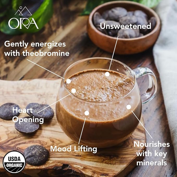 ORA Ceremonial Cacao - Pure Kit - Organic 100% Cacao - Ethical - Regenerative - High Flavanol - Coffee Alternative - Better Energy - Heavy Metals Tested - Unsweetened - 12-Pack