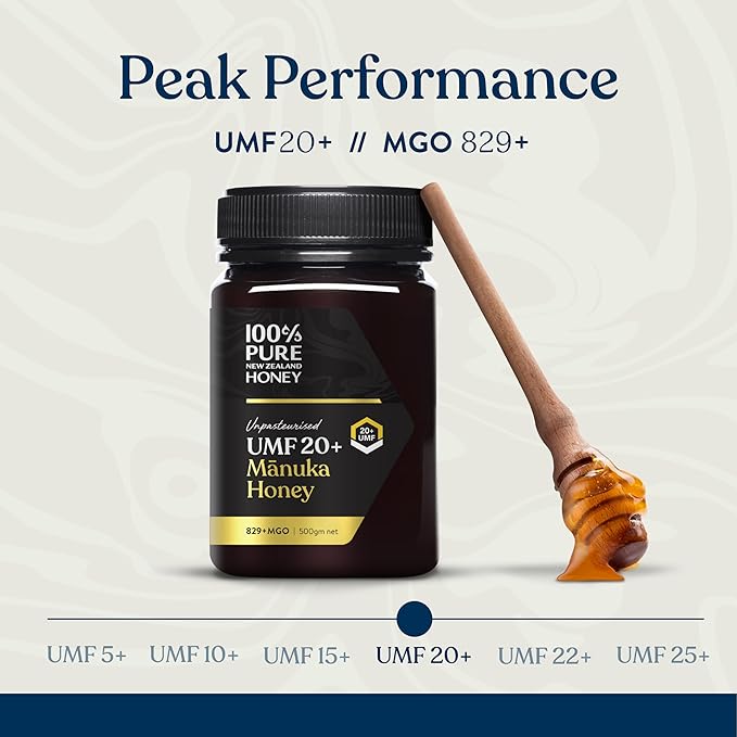 Manuka Honey UMF 20+ MGO 826+ 100% Pure New Zealand Raw & Unfiltered, Certified Award Winning, Silky Smooth Taste & Texture 8.8 Oz