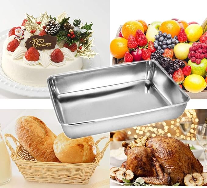 Baking Cookie Sheets Pan,Jelly-Roll Pans Roasting Pan,Stainless Steel Baking Pans Tray Cookie Sheet,Nonstick Toaster Oven Baking Sheet Pans, Easy Clean & Dishwasher Safe (12'' x 9.64'')
