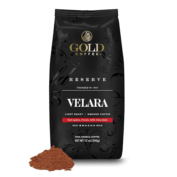 Gold Coffee Co. Velara Premium Blend | Light Roast, Ground | 100% Arabica Coffee | 12 oz.