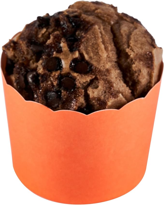 Panificio 6 Ounce Cupcake Wrappers, 200 Scalloped Baking Cups - Oven-Ready, Greaseproof, Orange Paper Cupcake Liners, Disposable, For Birthdays, Baby Showers, Or Weddings - Restaurantware