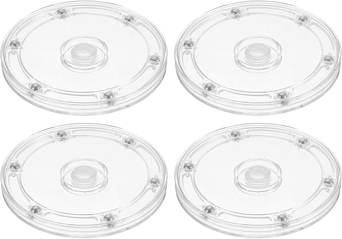 uxcell 4Pcs Acrylic Lazy Susan Turntable, 5 Inch Clear Turntable Organizer Ball Bearing 360 Degree Rotating Tray for Spice Rack Table Cake Kitchen Pantry Decorating Bathrooms