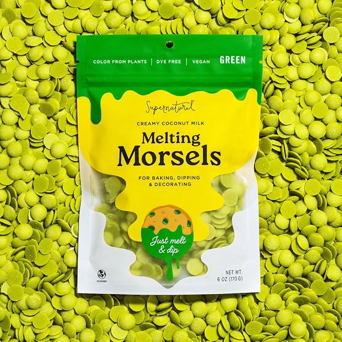 Supernatural Dye-Free Melting Morsels, Green - Plant-Based, Vegan, Kosher, No Artificial Colors, 6oz