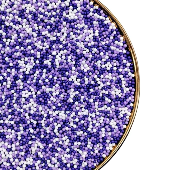 Christmas Purple Pearls Sprinkles 130g/4.6oz, White Edible Pearl Sprinkles for Cake Decorations, Baking, Ice Cream, Cookies, Cupcake Topper Edible Pearls Sprinkles - 2mm Matte White Sugar Pearls for Cake Decorating (2 purple light purple)