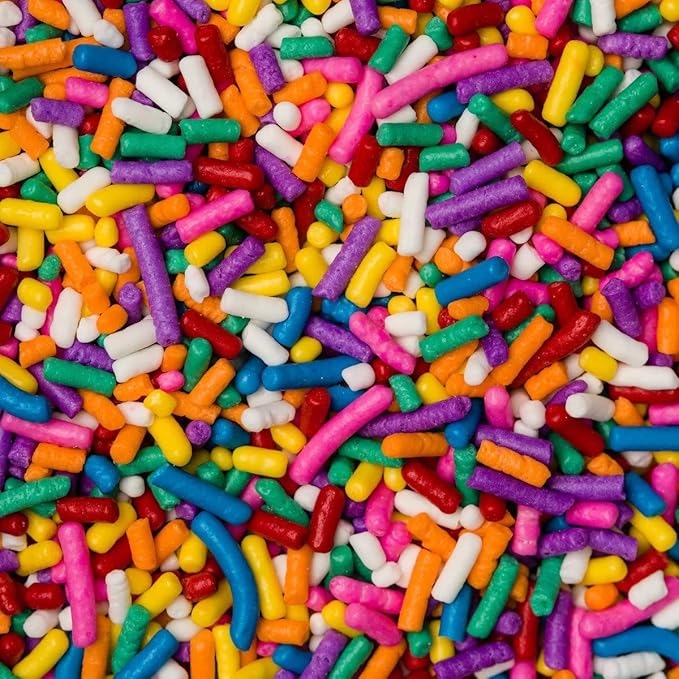 Sprinkles Edible Soft Jimmies Soft Sprinkles for Topping Ice Cream, Cookies, Cakes, Cupcakes, Dessert Decorating MADE IN USA 4 oz (RAINBOW)
