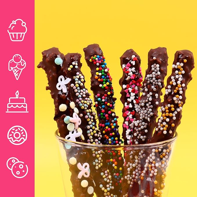 Heart Sprinkles for Cake Decorating, Cookies, Ice Cream, Cupcake Topper, 6 Packs Rainbow Nonpareils Sprinkles, Sugar Candy of assorted Sprinkles for Baking, Perfect for valentine Anniversary, Celebration Party