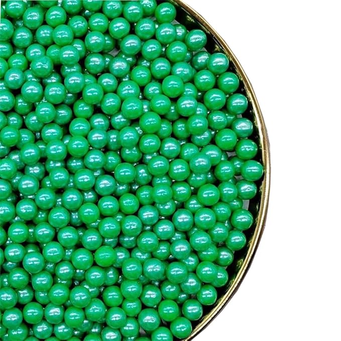Christmas Green Sprinkles for Cake Decorating 130g 4.6OZ, Edible Pearls,Cake Sprinkles,Cookie Sprinkles,Sugar Pearl, Edible Candy Pearls for Cake Cupcake Decorationg (7mm-Dark Green)