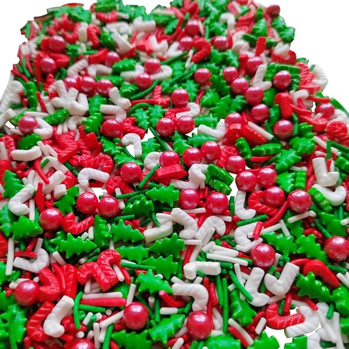 1 Bottle Candy Sugar Sprinkles for Cookie Decorating Christmas Tree Cake Cupcake Toppers Holiday Sprinkles for Baking Cake Decorating