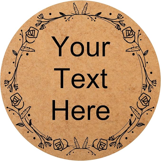 150,200Pcs Kraft Custom Sticker Labels Round Customized Labels Wreath Designs Personalized Stickers for Food Jars Gift Essential Oil Bottles Storage Bins(Kraft Paper 15)