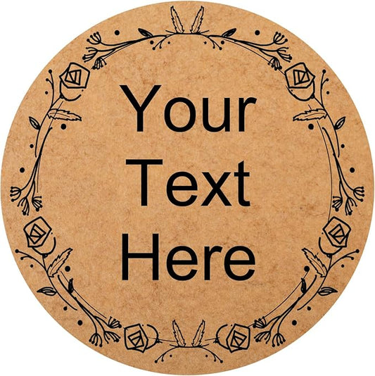150,200Pcs Kraft Custom Sticker Labels Round Customized Labels Wreath Designs Personalized Stickers for Food Jars Gift Essential Oil Bottles Storage Bins(Kraft Paper 15)