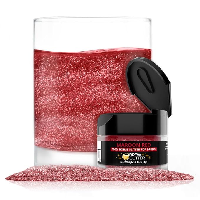 Brew Glitter Maroon Edible Drink Glitter 1x 4g Jar for Cocktails, Beer, & Beverages