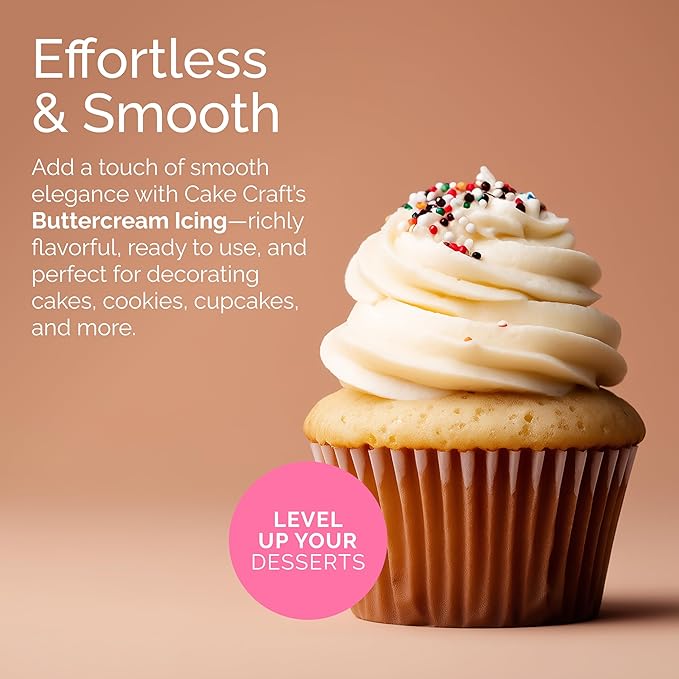 Cake Craft Buttercream Icing – 3.5 lb Tub | Ready-to-Use Frosting for Cakes, Cupcakes, Cookies & More | Super Smooth Texture | No Prep Required | Vanilla Flavor