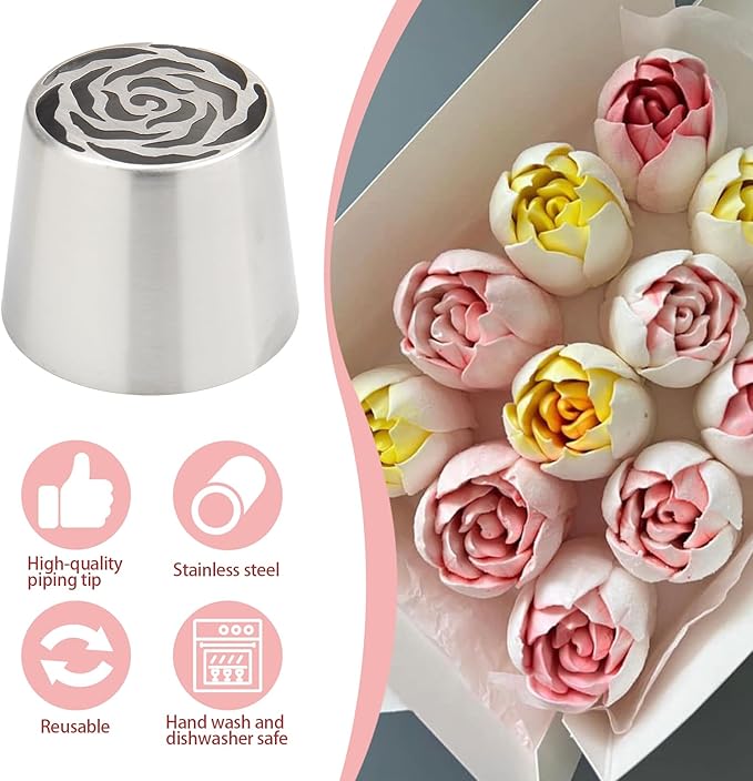 Extra Large Russian Piping Tips for Marshmallows Stainless Steel Flower Frosting Nozzles many styles Cake Decorating Baking tool for Buttercream, Cupcakes Cookies(SL48)